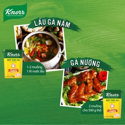 Knorr Bột Thịt Gà 1kg - Bột Thịt Gà Knorr cho vị gà nguyên bản nhờ vị ngọt thịt và thơm lâu, làm nền tảng cho mọi món ăn.